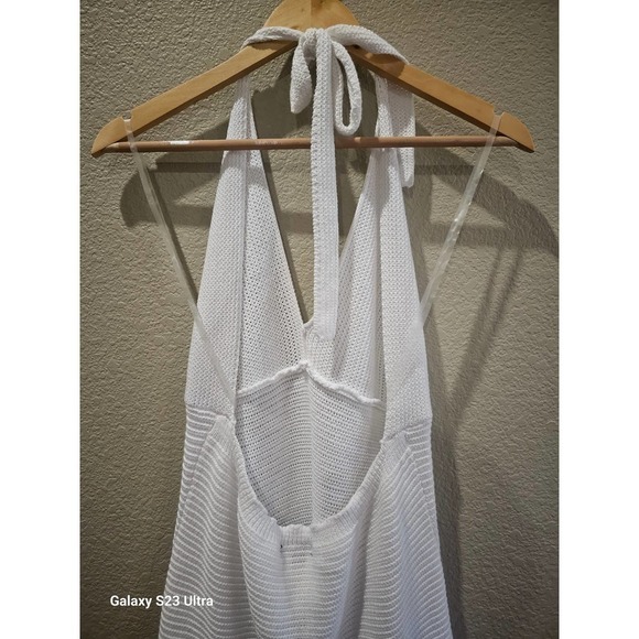 Women's  dress/ swimsuit cover, szXXL, WHITE KNIT halter - Picture 5 of 8